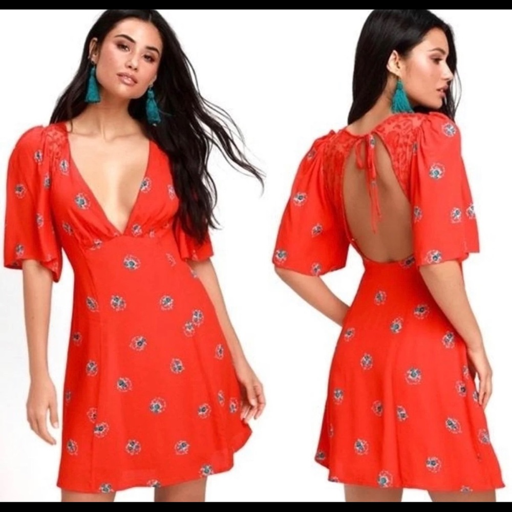 Free people mocking bird embroidered mini dress